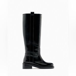 Zara FLAT LEATHER KNEE HIGH BOOTS